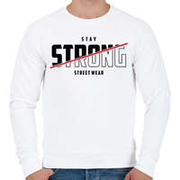 printfashion Stay Strong Street Wear - Férfi pulóver - Fehér