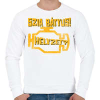 printfashion Szia Bátyus! Helyzet? (Check Engine) - Férfi pulóver - Fehér