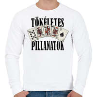 printfashion Póker Royal flush - tökéletes pillanatok - Férfi pulóver - Fehér