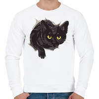 printfashion Fekete macska - Férfi pulóver - Fehér