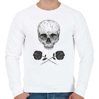 printfashion Skull N' Roses - Férfi pulóver - Fehér