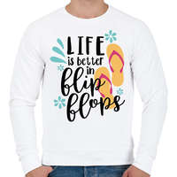 printfashion Az élet jobb flip-flop papucsban - Férfi pulóver - Fehér