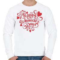 printfashion Happy Women's Day heart - Férfi pulóver - Fehér