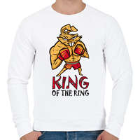 printfashion King of the ring - boxoló nyúl - Férfi pulóver - Fehér