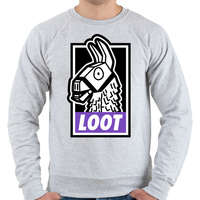 printfashion Fortnite Llama Loot - Férfi pulóver - Sport szürke