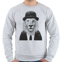 printfashion Sir lion - Férfi pulóver - Sport szürke