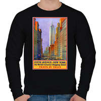 printfashion New York 5th Avenue Vintage - Férfi pulóver - Fekete
