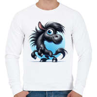 printfashion Fekete ló - Férfi pulóver - Fehér