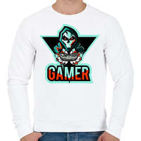 printfashion Gamer koponya 2 - Férfi pulóver - Fehér