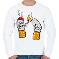 printfashion Cigaretta pár - Férfi pulóver - Fehér