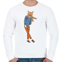 printfashion Fashion Fox - Férfi pulóver - Fehér