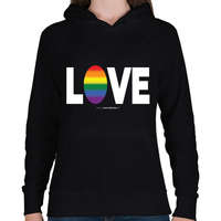 printfashion LOVE - humanista - LMBT / LMBTQI (131) - Női kapucnis pulóver - Fekete