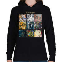 printfashion Picasso - részletek - Női kapucnis pulóver - Fekete
