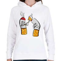 printfashion Cigaretta pár - Női kapucnis pulóver - Fehér