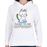 printfashion Dare to be different - Női kapucnis pulóver - Fehér