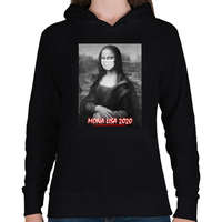 printfashion Mona Lisa 2020 - Női kapucnis pulóver - Fekete