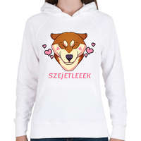printfashion SZEJETLEEEK shiba kutyus - Női kapucnis pulóver - Fehér