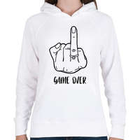 printfashion Game OVER - vicces lánybúcsú / legénybúcsú póló felirat - Női kapucnis pulóver - Fehér