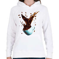 printfashion Kávé robbanás - Női kapucnis pulóver - Fehér