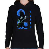printfashion slash-blue - Női kapucnis pulóver - Fekete