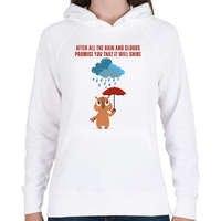 printfashion After all the rain and clouds promise you that it will shine - Női kapucnis pulóver - Fehér