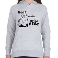 printfashion Real Women Drink BEER - Női kapucnis pulóver - Sport szürke