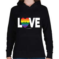 printfashion LOVE - humanista - LMBT / LMBTQI (130) - Női kapucnis pulóver - Fekete