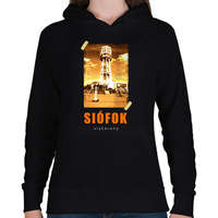 printfashion siófok-víztorony - Női kapucnis pulóver - Fekete