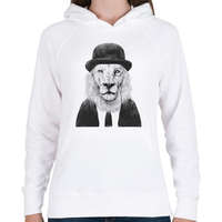 printfashion Sir lion - Női kapucnis pulóver - Fehér