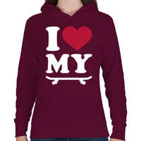 printfashion I love my SK8 - Női kapucnis pulóver - Bordó