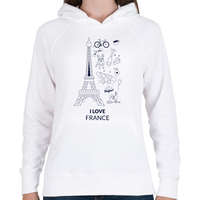printfashion I LOVE FRANCE 1 - Női kapucnis pulóver - Fehér