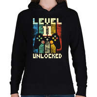 printfashion Level 11 unlocked - 11. születésnapi ajándék - Női kapucnis pulóver - Fekete