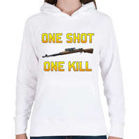 printfashion PUBG - One Shot, One Kill - Női kapucnis pulóver - Fehér