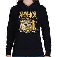 printfashion Arab kávé - Női kapucnis pulóver - Fekete