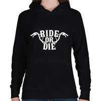 printfashion Bike 4ever - Női kapucnis pulóver - Fekete