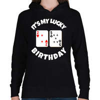 printfashion 25 POKER SZÜLINAP - Női kapucnis pulóver - Fekete