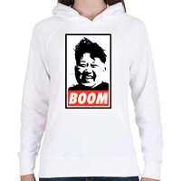 printfashion Kim Jong Un BOOM - Női kapucnis pulóver - Fehér