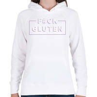 printfashion fcuk-gluten-white-purple - Női kapucnis pulóver - Fehér