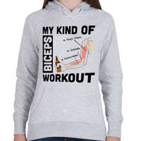 printfashion My Kind Of BICEPS Workout /w/ - Női kapucnis pulóver - Sport szürke