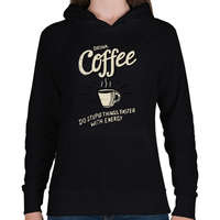 printfashion Reggeli kávé - Női kapucnis pulóver - Fekete