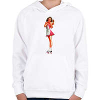 printfashion Görkorcsolya - Gyerek kapucnis pulóver - Fehér