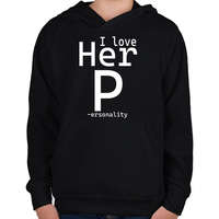 printfashion I love - férfi - Gyerek kapucnis pulóver - Fekete