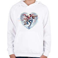 printfashion Boldog szerelem télen - Gyerek kapucnis pulóver - Fehér