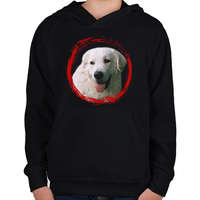printfashion kuvasz kutyus - férfi - Gyerek kapucnis pulóver - Fekete