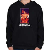 printfashion Singeki no kjodzsin character - Gyerek kapucnis pulóver - Fekete