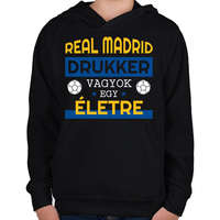 printfashion Real Madrid drukker - Gyerek kapucnis pulóver - Fekete