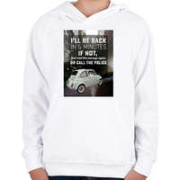 printfashion Macska az autóban - Gyerek kapucnis pulóver - Fehér