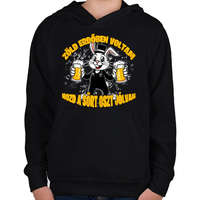 printfashion Zöld erdőben voltam hozd a sört oszt jólvan! - Gyerek kapucnis pulóver - Fekete