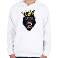 printfashion Gorilla king - Gyerek kapucnis pulóver - Fehér
