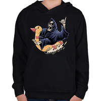 printfashion Kaszás a strandon - Gyerek kapucnis pulóver - Fekete